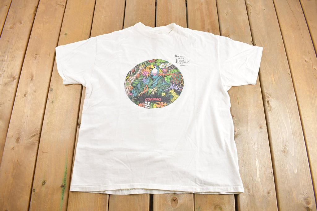 Vintage 1980s Compaq Computer Jungle Graphic T-Shirt