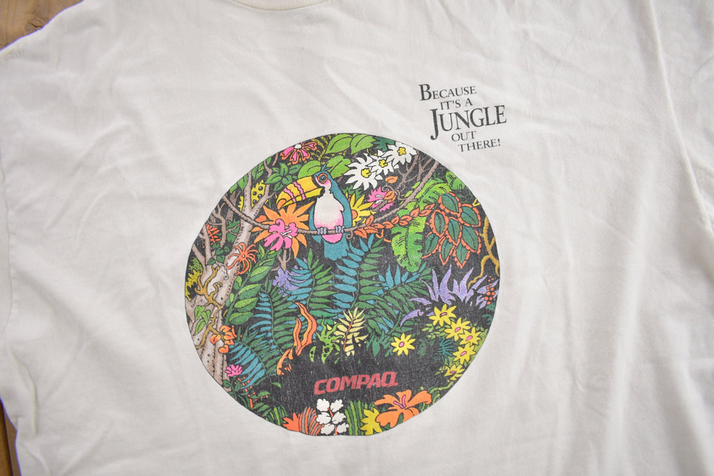 Vintage 1980s Compaq Computer Jungle Graphic T-Shirt