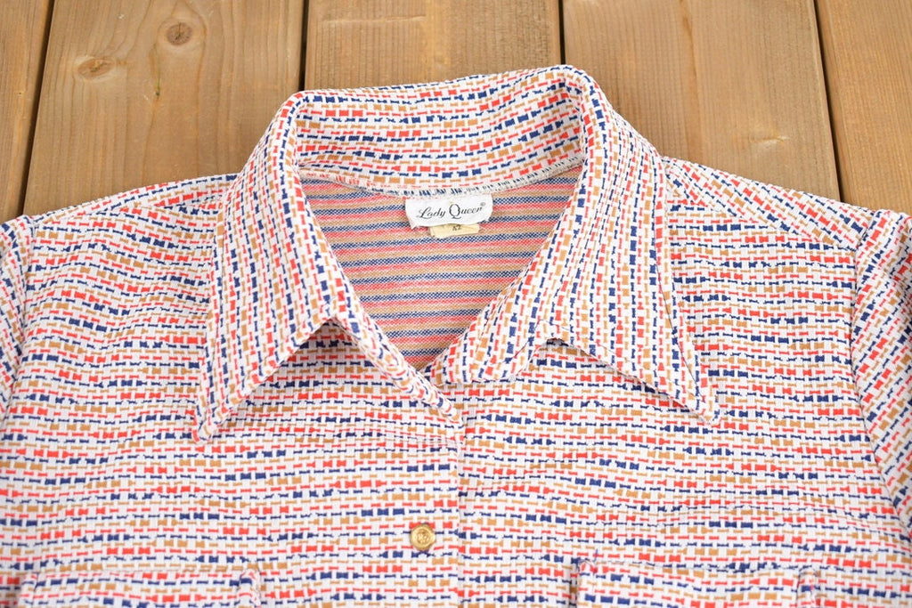 Vintage 1970s Lady Queen Wool Button Up Shirt