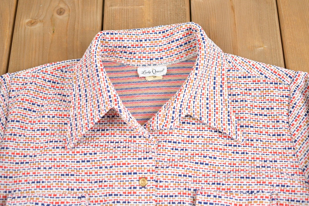 Vintage 1970s Lady Queen Wool Button Up Shirt