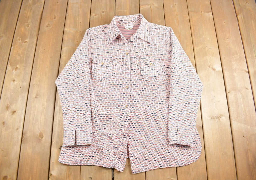 Vintage 1970s Lady Queen Wool Button Up Shirt