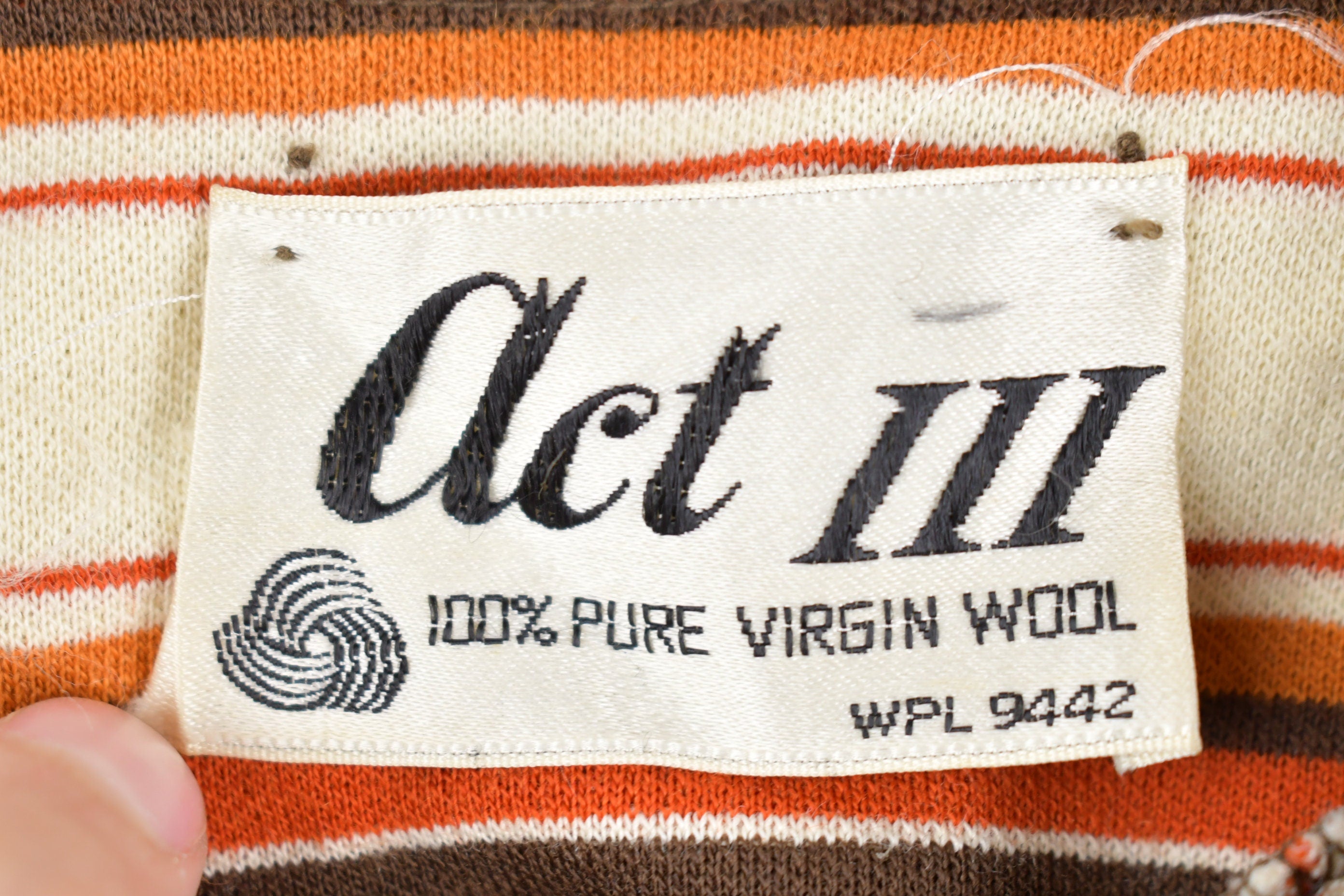 Vintage 1970s Act III Virgin Wool Cardigan Sweater