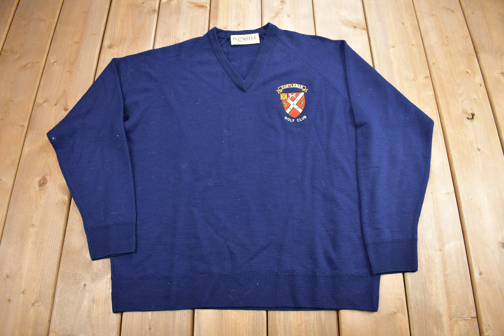 Vintage 1970s Castlebar Golf Club Knit V-Neck Sweater