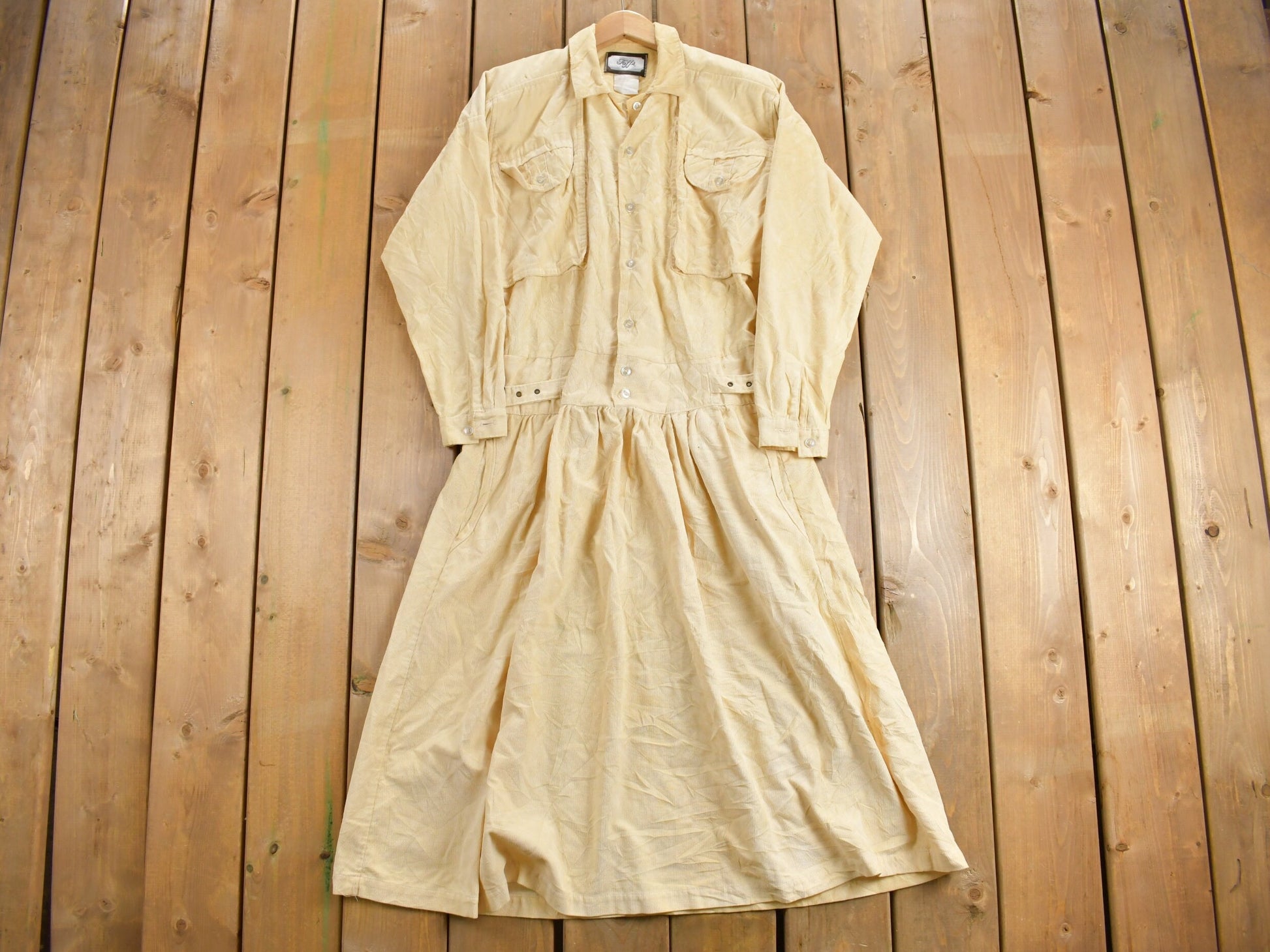 Vintage 1960s Toffs Corduroy Shirt Dress