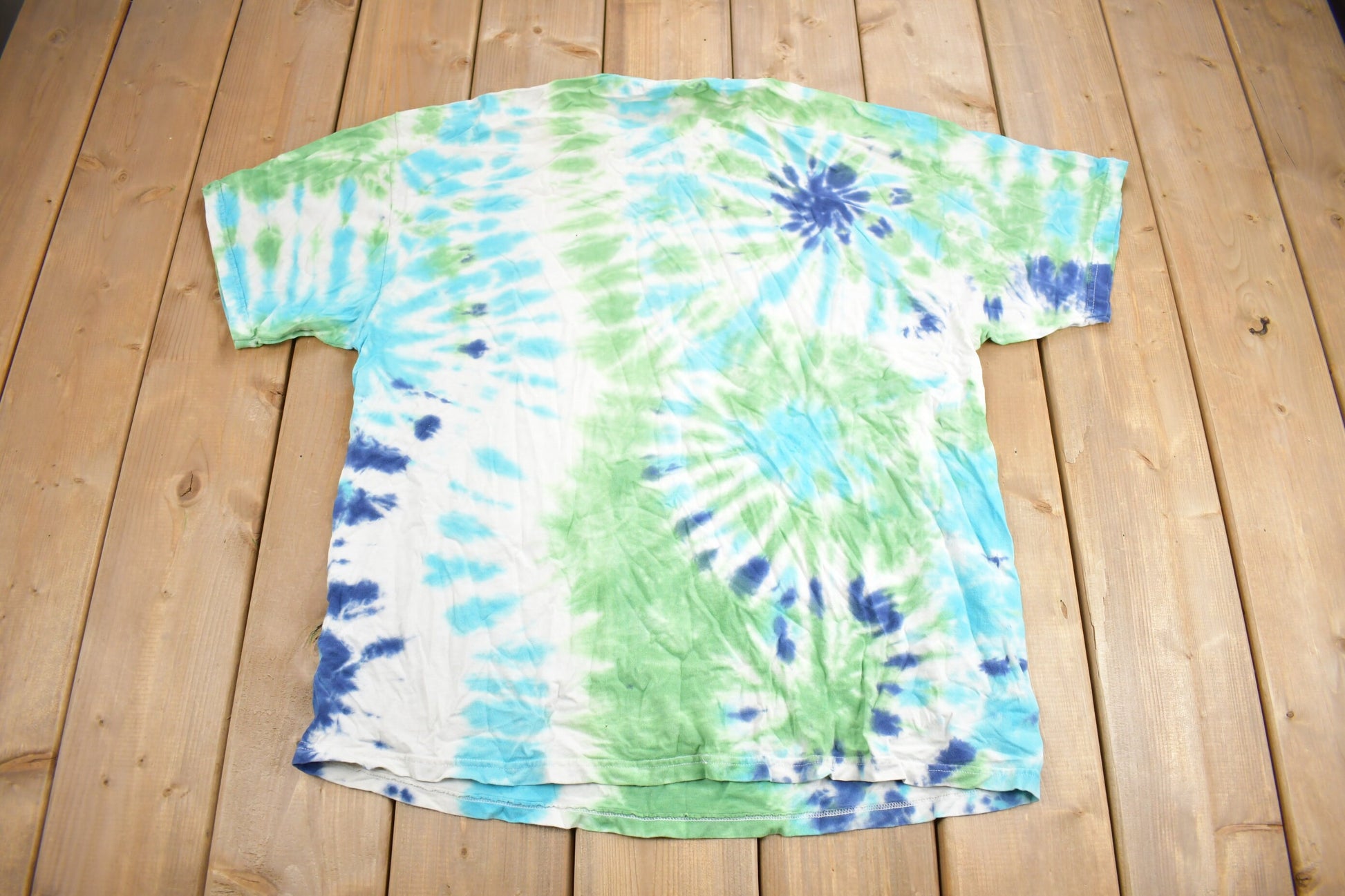 Vintage Y2K Green & Blue Tie Dye T-Shirt