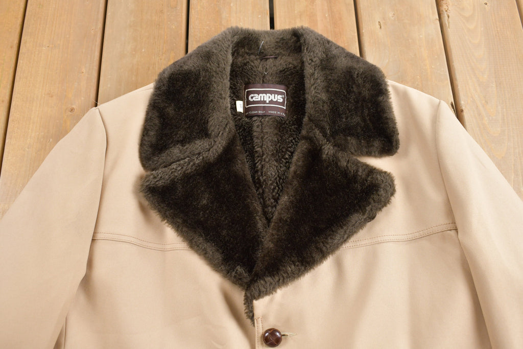 Vintage 1970s Campus Faux Fur Lined Jacket