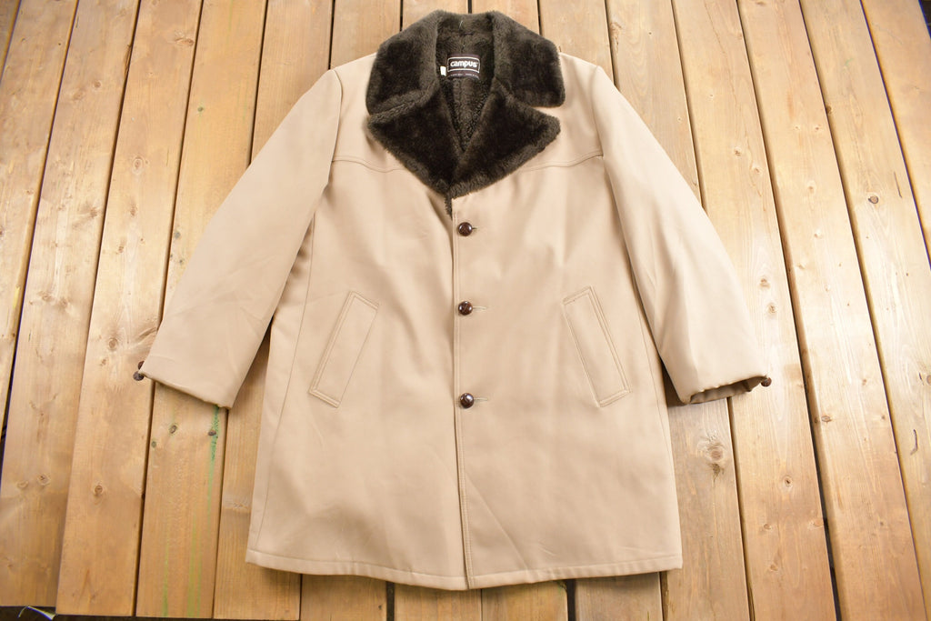 Vintage 1970s Campus Faux Fur Lined Jacket