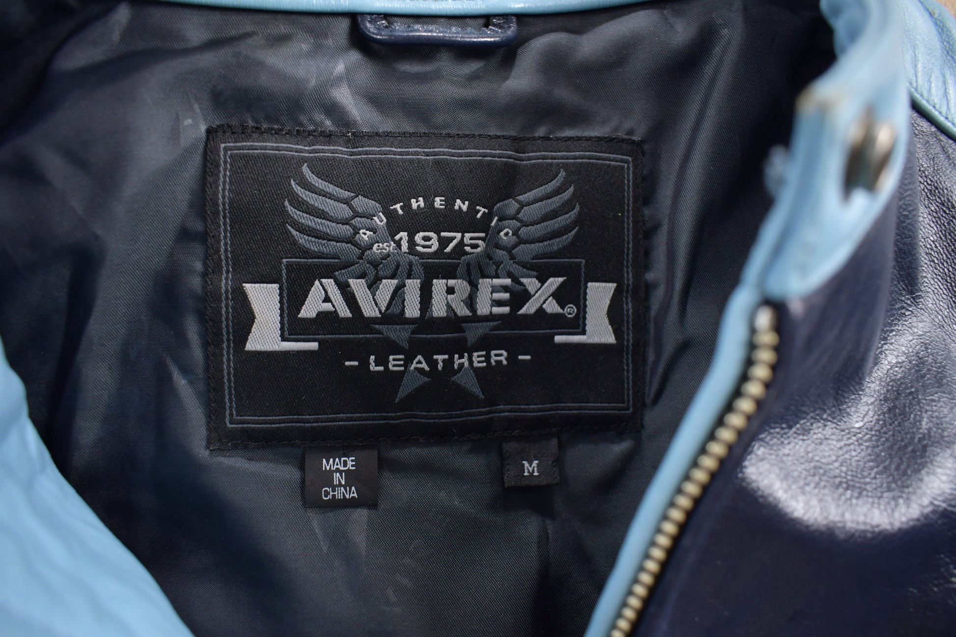 Vintage 1990s Avirex Leather Race Bike Jacket