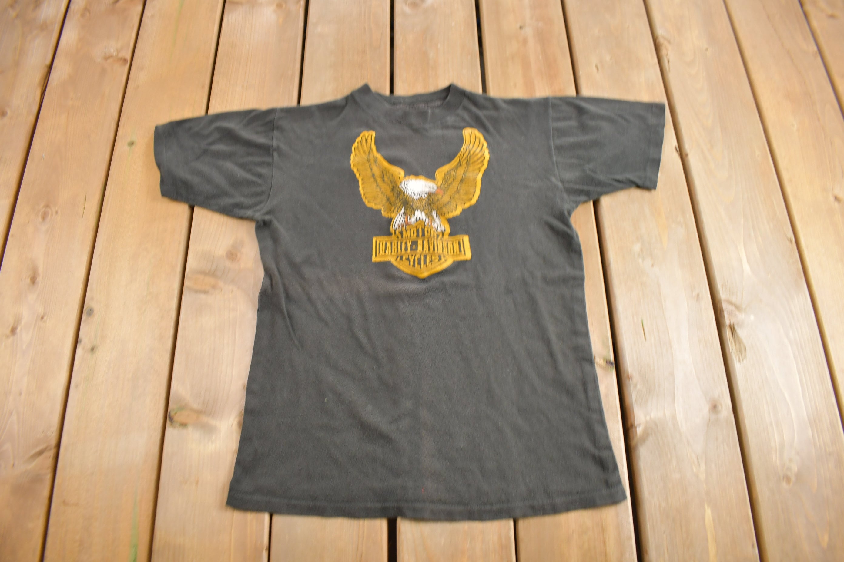 Vintage 1980s Harley Davidson Eagle Graphic T-Shirt Single Stitch