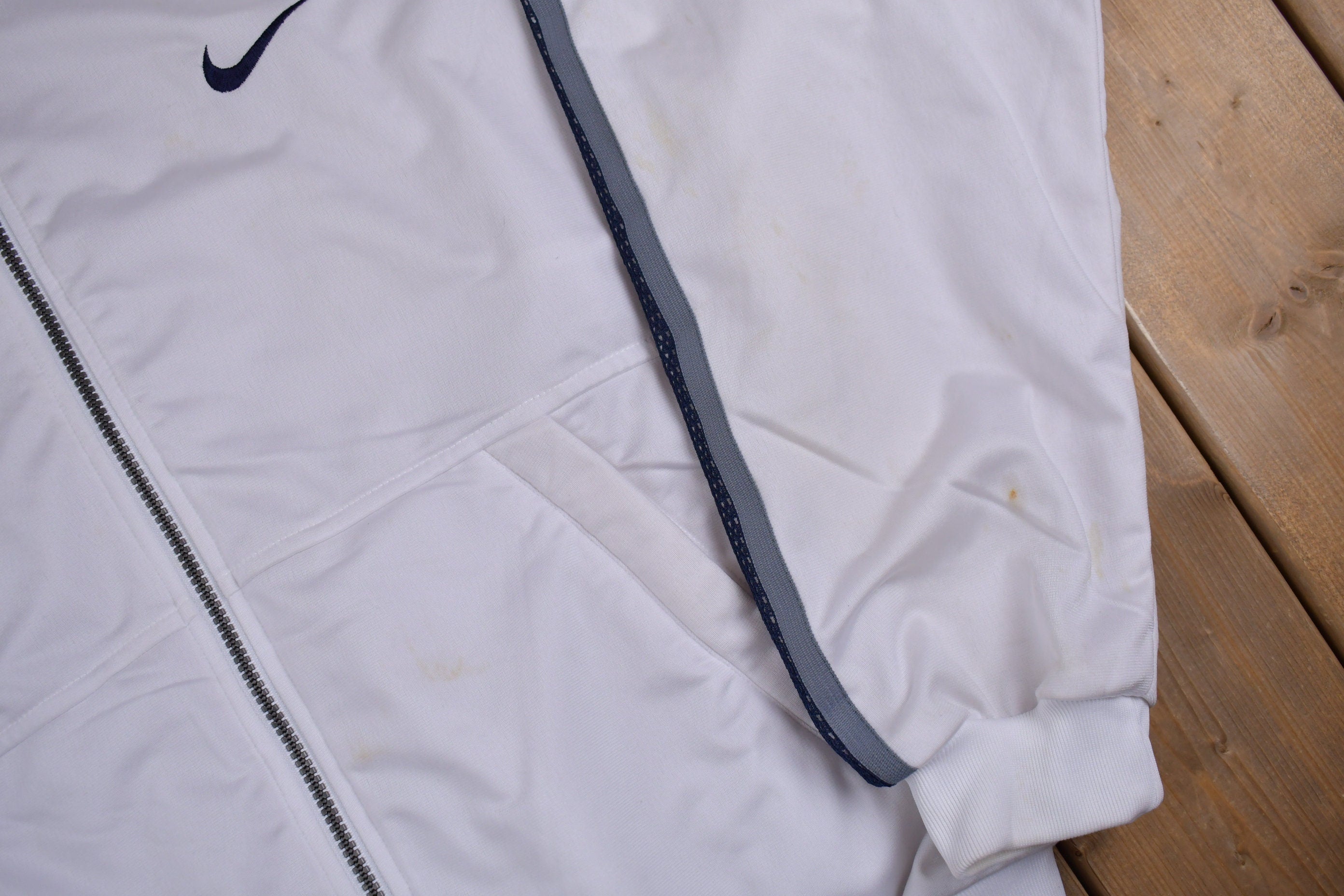 Vintage 1990s Nike Embroidered Mini Swoosh Zip Up Sweatshirt