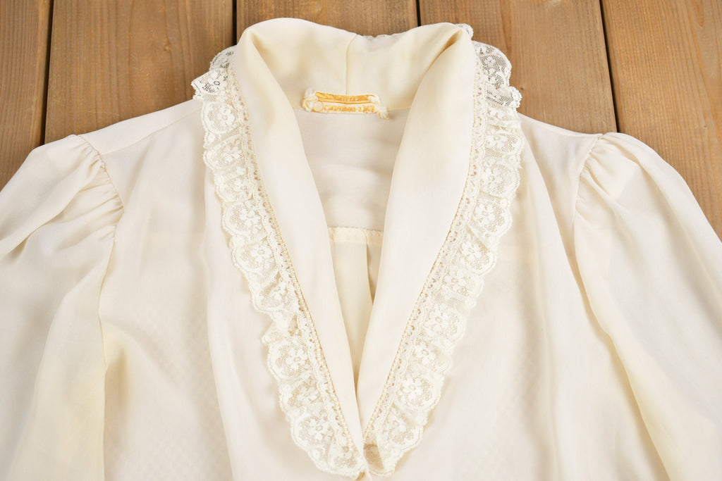 Vintage 1970s Cinnamon Frill Collar Button Up Shirt