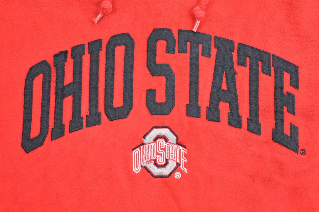 Vintage 1990s Ohio State University Collegiate Hoodie / OSU / Embroidered / NCAA Sweatshirt / Sportswear / Americana / Patchwork /