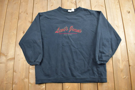 Vintage 1990s Levi's Jeans Embroidered Crewneck Sweatshirt / 90s Crewneck / Made In USA / Streetwear /