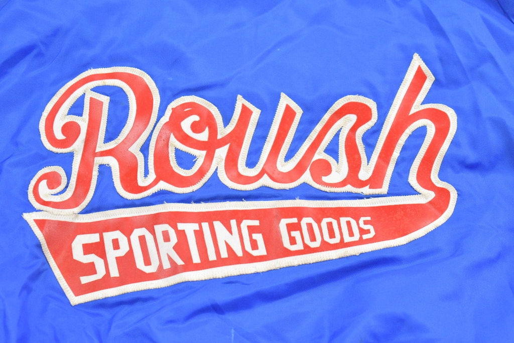 Vintage 1970s Holloway Roush Sporting Goods Satin Bomber Jacket Made in USA