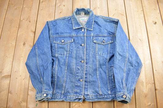 Vintage 1990s AKA Bay Denim Jean Jacket / Vintage Denim / Streetwear / Vintage Fall Outerwear / Fall Jacket / AKA Bay Denim / Medium Wash