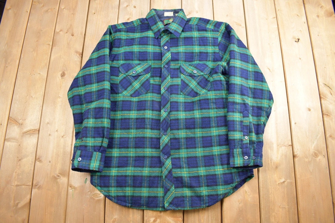 Vintage 1980s Pine Grove Quilt Lined Plaid Button Up Shirt / 1980's Button Up / Vintage Flannel / Casual Wear / Workwear / Plaid Button Up