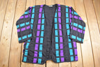 Vintage 1980s Yak Magik Woven Design Cardigan Sweater