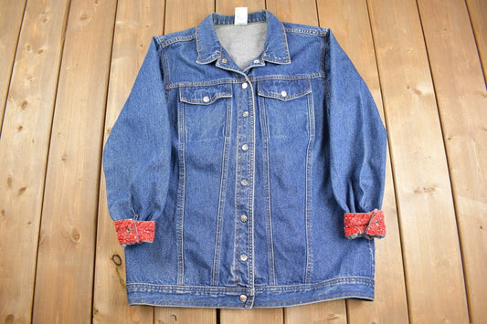 Vintage 1990s Denim Jacket / Paisley Cuffs / Jean Jacket / Streetwear / Trucker Jacket / Classic Jean Jacket / 80s / 90s