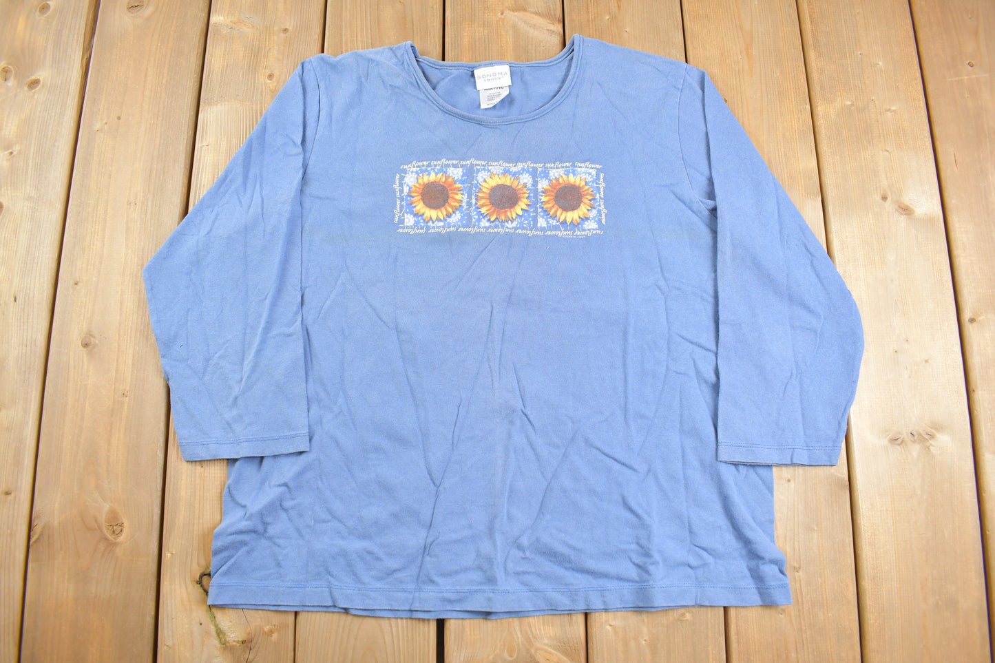 Vintage 1990's Cute Flower Long Sleeve T-Shirt / Nature / Sunflower / Streetwear / Flower Graphic T Shirt