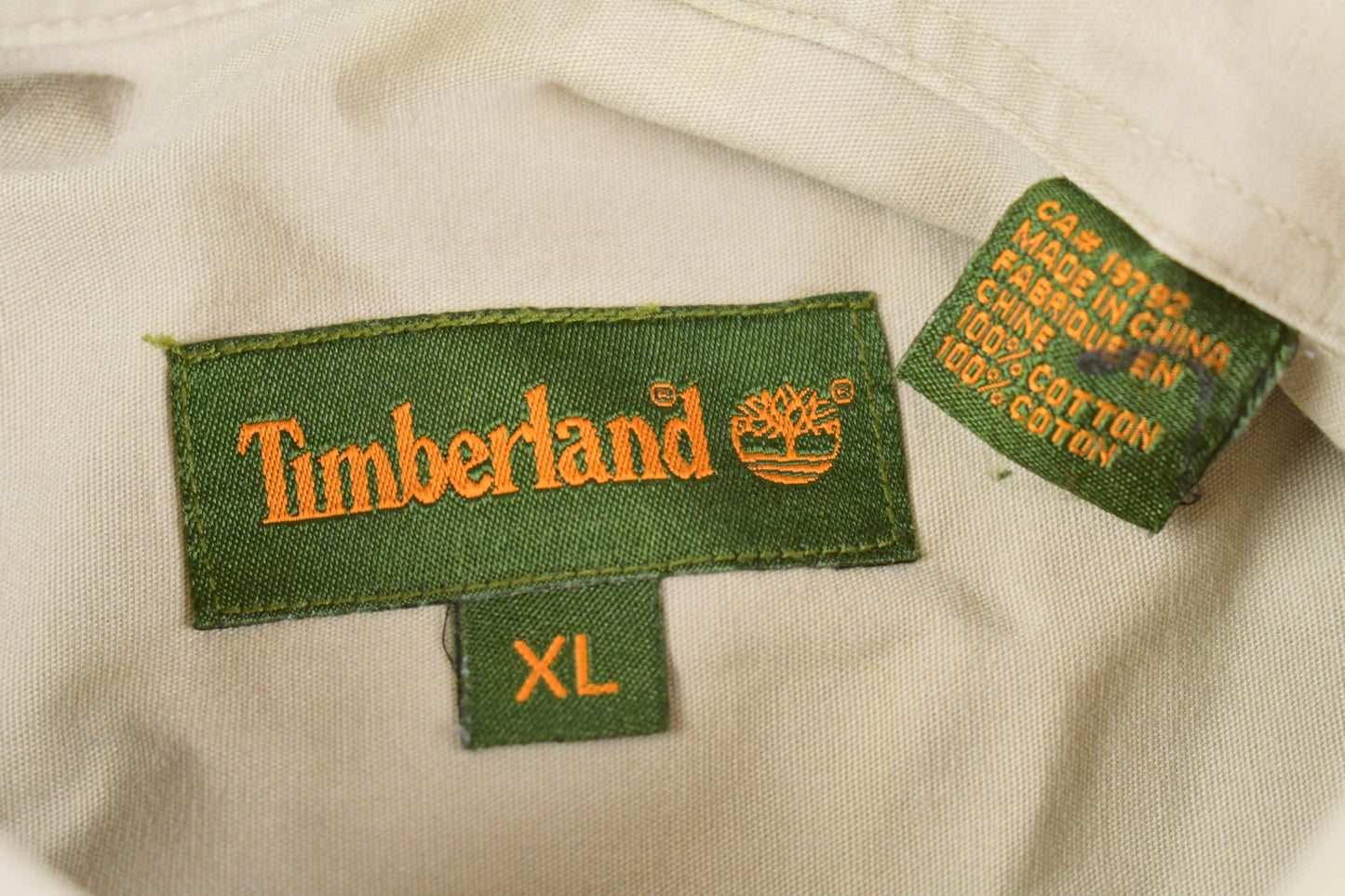 Vintage 1990's Button Up Timberland Shirt / 1990's Timberland Button Up / Vintage Flannel / Casual Wear / Workwear / Beige Button Up