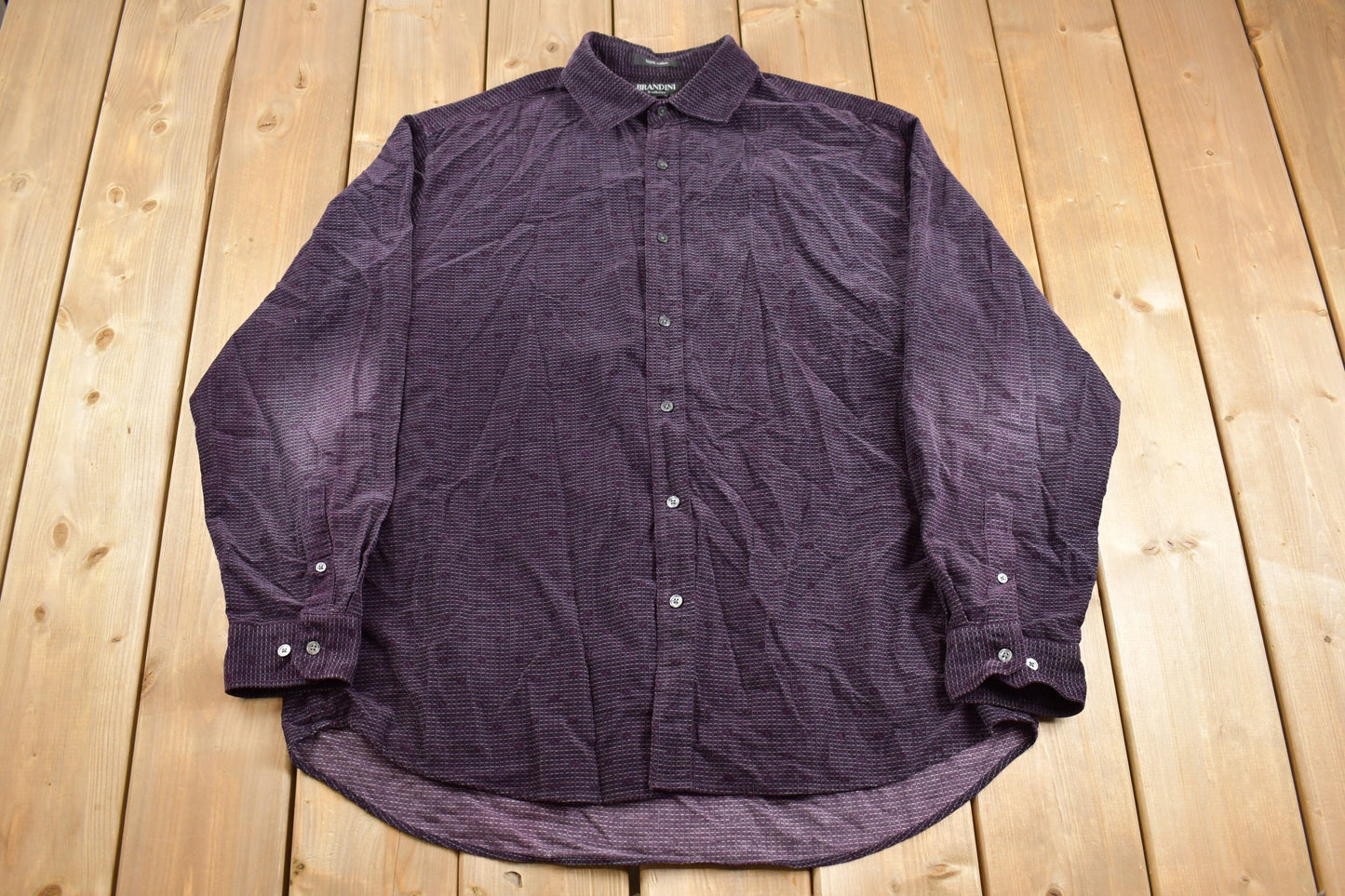 Vintage 1990's Brandini Button Up Shirt / 90s / 80s / 1990's Button Up / Vintage Flannel / Casual Wear / Formal Shirt / Purple Button Up