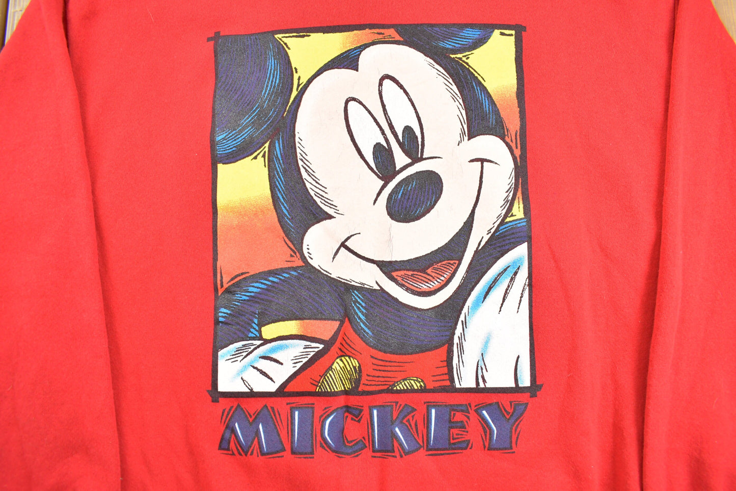 Vintage 1990s Mickey Mouse Crewneck Sweatshirt / 90s Crewneck / Made in USA / Big Print Graphic Crewneck / Streetwear / 90s Mickey Mouse