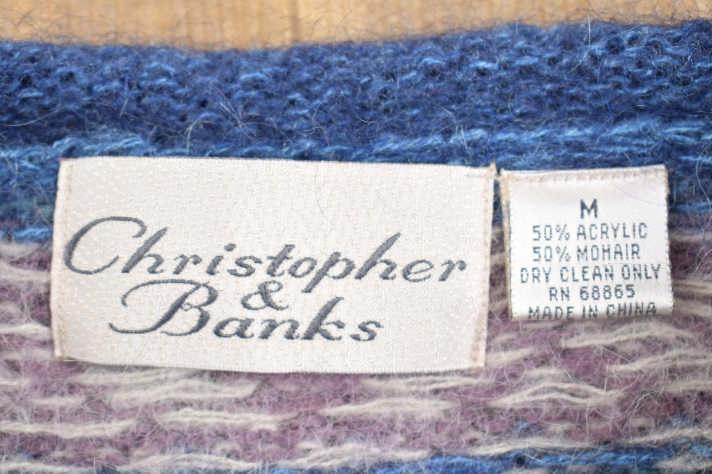 Vintage 1990s Christopher and Banks Mohair Sweater / Vintage 90s Crewneck / Pattern Sweater / Outdoor / Vintage Mohair / Pullover Sweatshirt