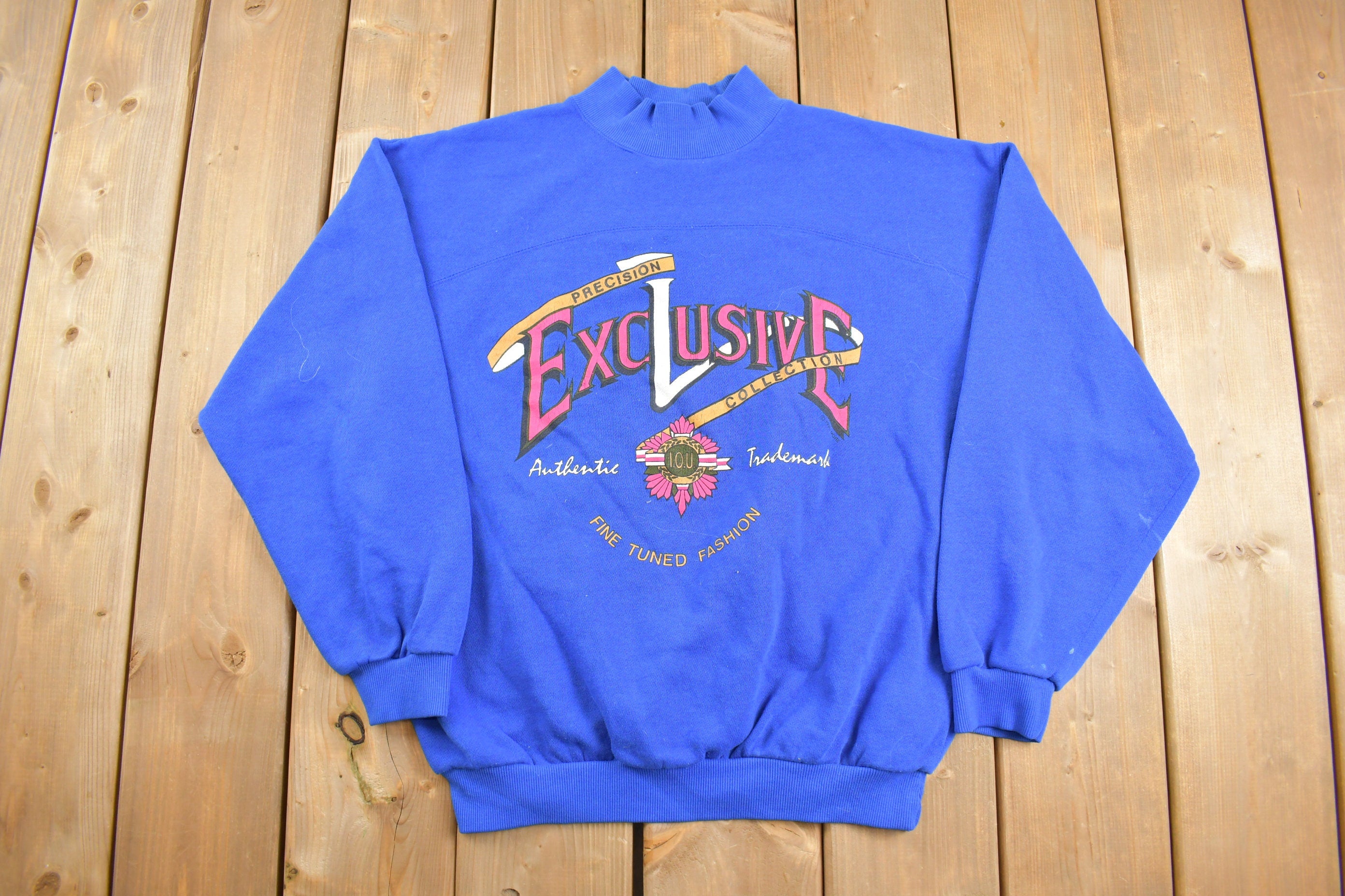Vintage 1990s I.O.U Fine Tuned Fashion Mock Neck Sweatshirt / 90s Crewneck  / Made In USA / Essential / Streetwear / 90s