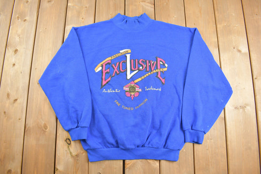 Vintage 1990s I.O.U Fine Tuned Fashion Mock Neck Sweatshirt / 90s Crewneck / Made In USA / Essential / Streetwear / 90s