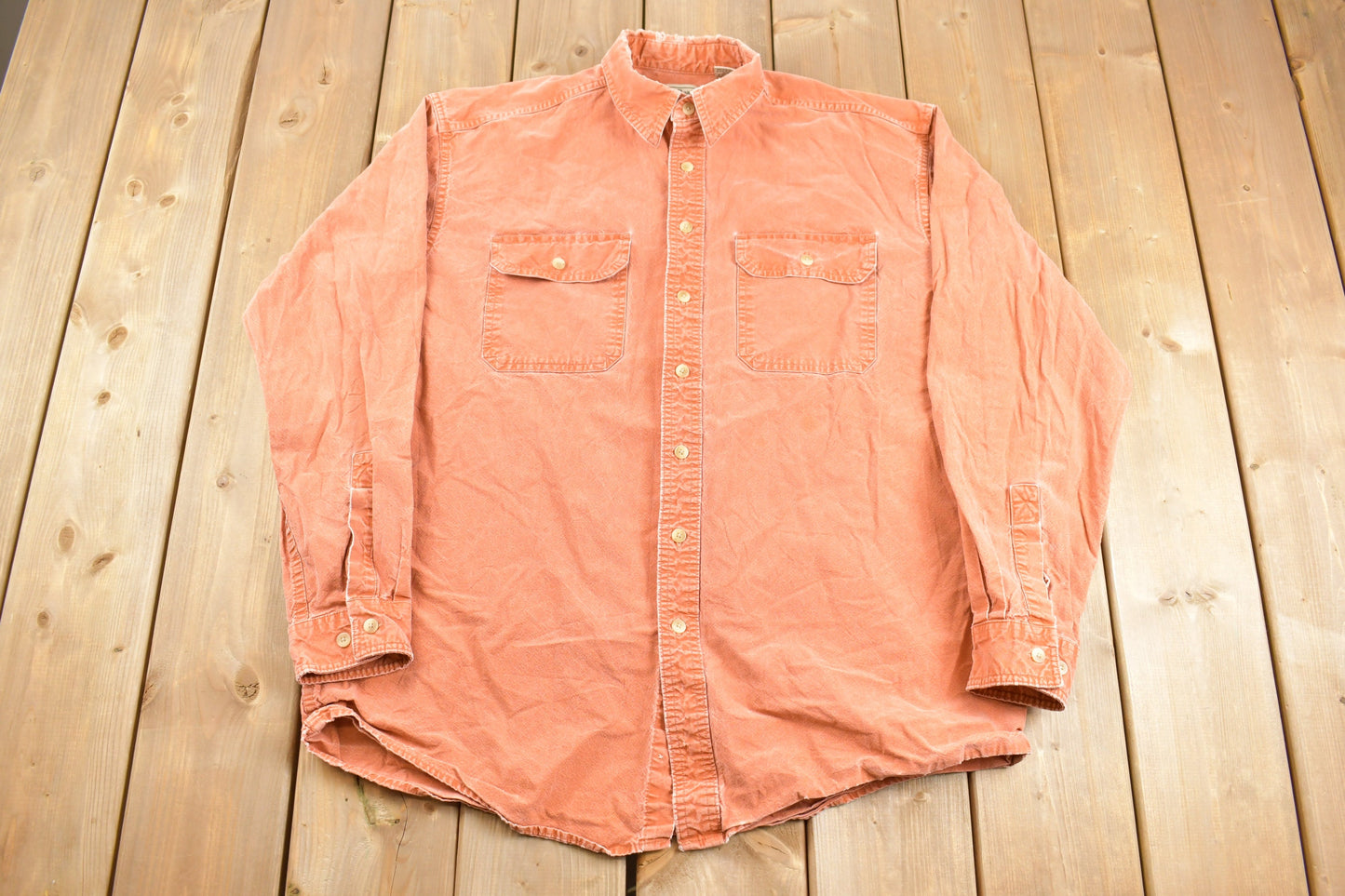 Vintage 1990s LL Bean Button Up Shirt / 90s Button Down / Flannel / Basics / Distressed / Worn In Not Worn Out