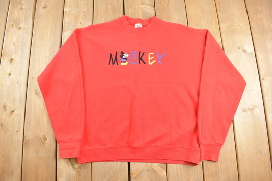 Vintage 1990s Mickey Mouse Crewneck Sweatshirt / 90s Crewneck / Made in USA / Embroidered / Streetwear / 90s Mickey Mouse