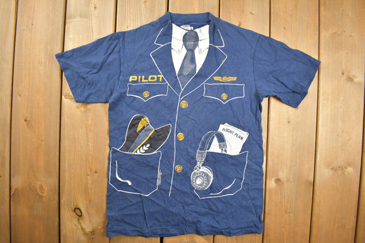 Vintage 1981 Pilot Uniform Graphic T Shirt / Vintage T Shirt / Streetwear / Graphic Tee / Single Stitch / Made In USA / Vintage Pilot