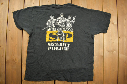 Vintage 1990s US AF SP Security Police Graphic T Shirt / Vintage Texas T Shirt / Graphic Tee / Single Stitch / Made In usa