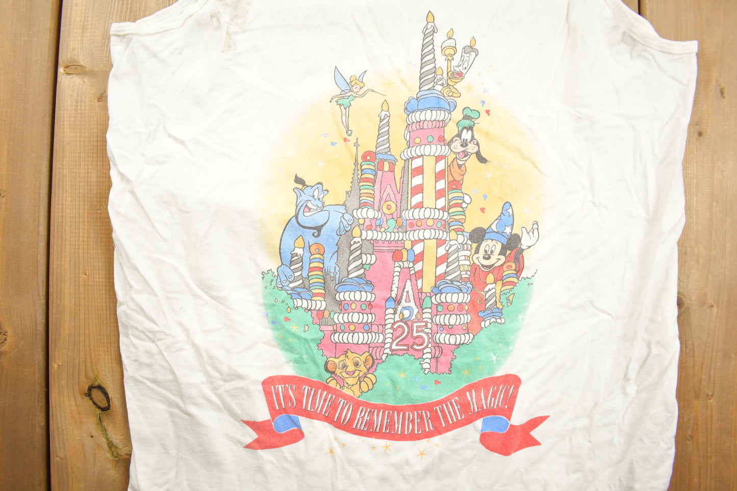 Vintage 1990s Walt Disney World 25th Anniversary Tank Top Shirt / 90s Graphic Tee / Vintage Mickey Mouse / Made In USA / 90s Disney Tee