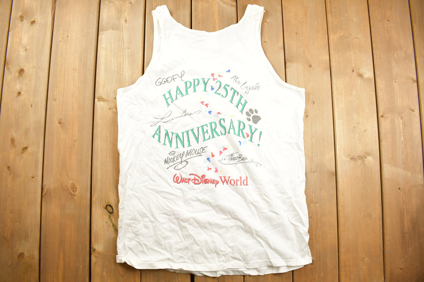 Vintage 1990s Walt Disney World 25th Anniversary Tank Top Shirt / 90s Graphic Tee / Vintage Mickey Mouse / Made In USA / 90s Disney Tee