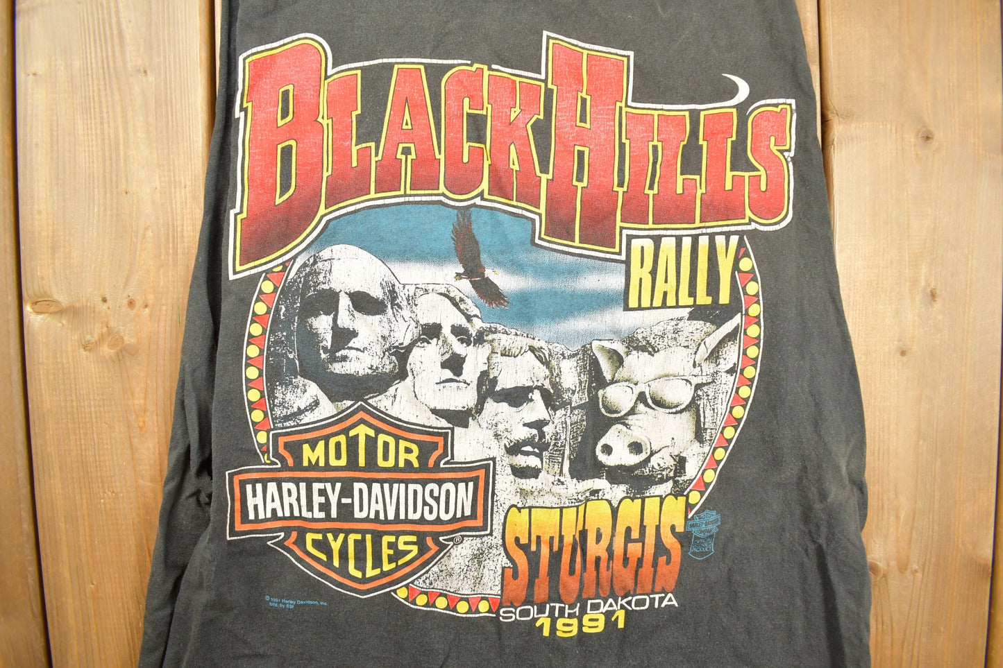 Vintage 1991 Sturgis Black Hills Rally Harley Davidson Motorcycles T-Shirt / Single Stitch / Made In USA / Biker Tee / Souvenir T Shirt