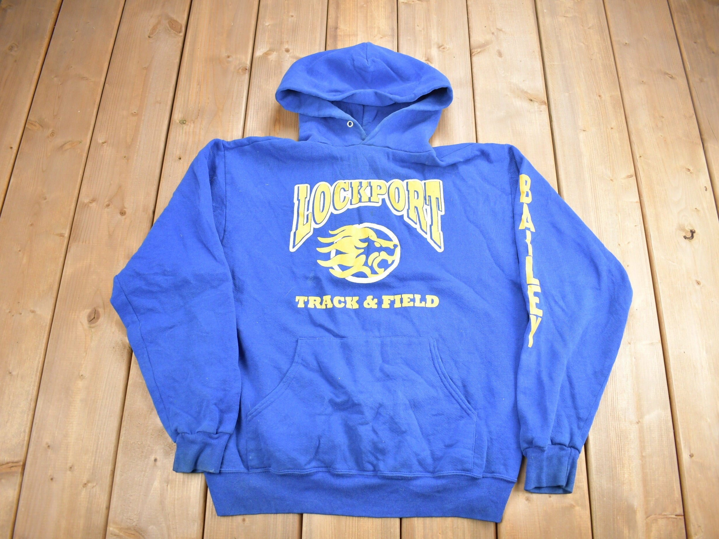 Vintage 1990s Lockport Track & Field Graphic Hoodie