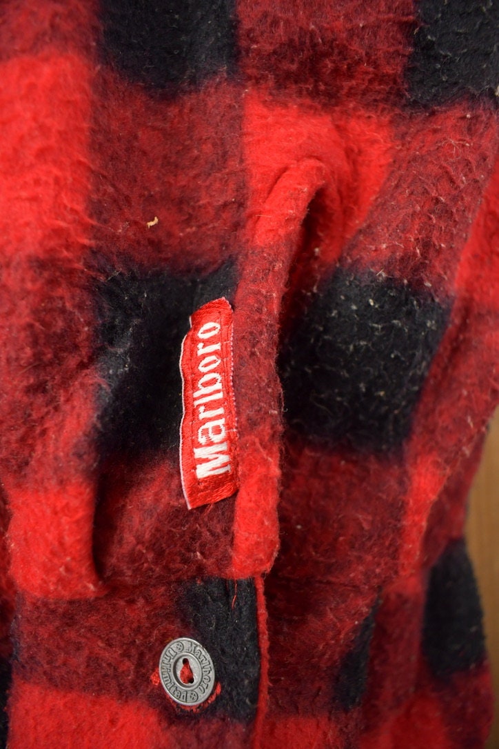 Vintage 1990s Marlboro Plaid Fleece Sweater Shirt