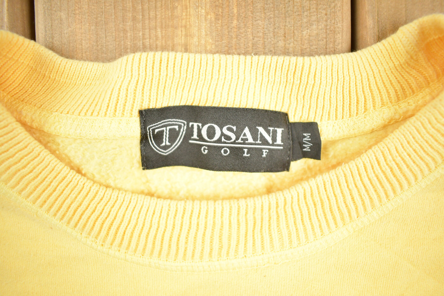 Vintage 1990s Boxy Yellow Tosani Golf Blank Crewneck Sweatshirt Size Small / 90s Crewneck / Made In USA / Essential / Streetwear / 90s Blank