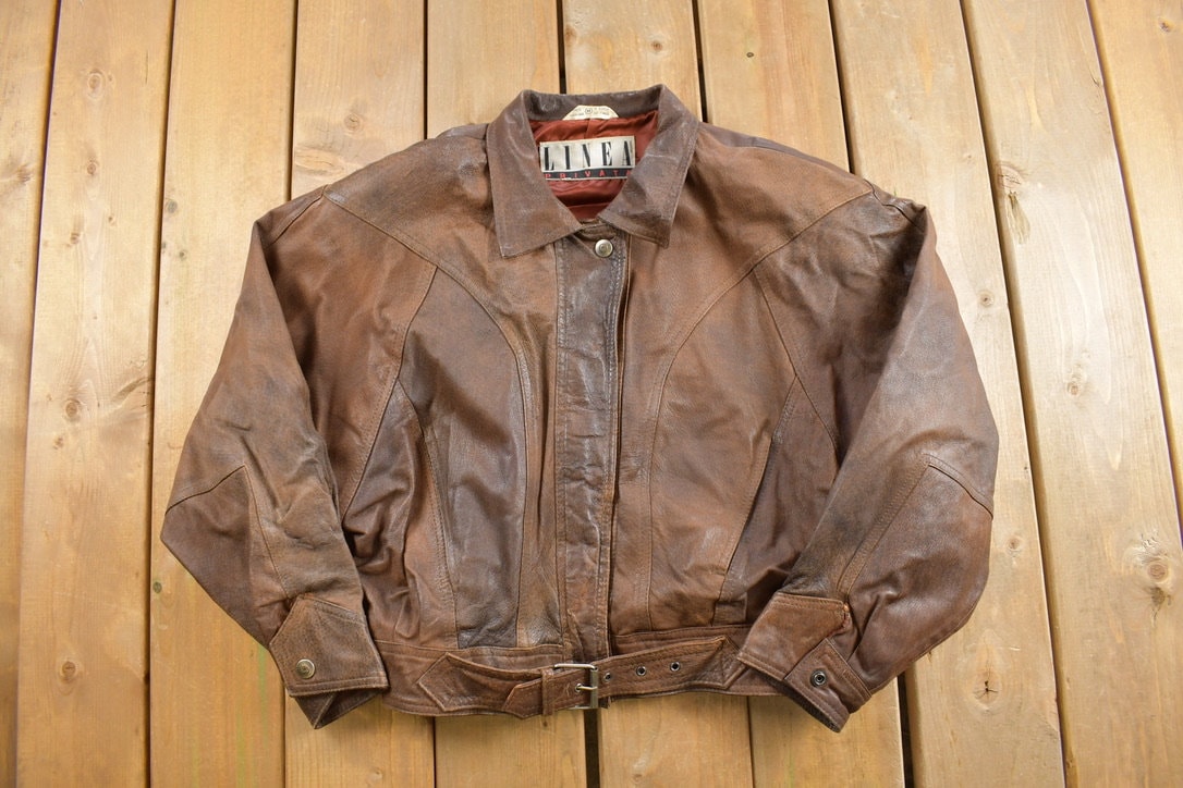 Vintage 1980s Linea Privata Brown Leather Jacket / Fall Outerwear / Leather Coat / Streetwear Fashion / 80s Jacket / Cropped