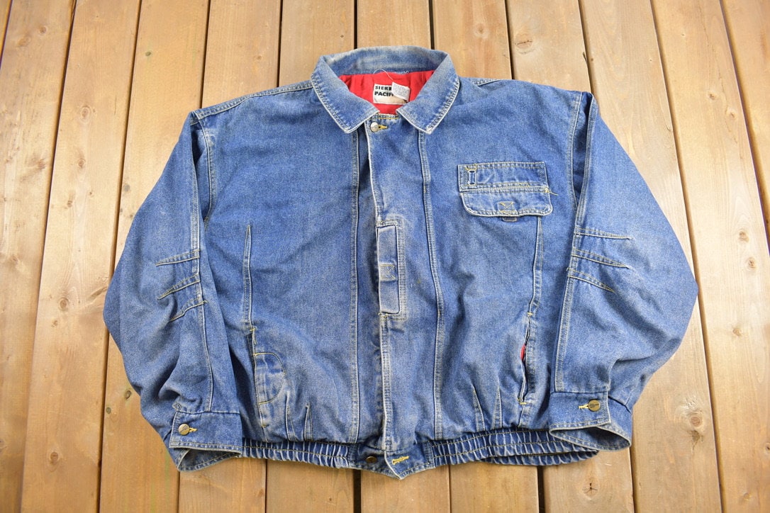 Vintage 1980s Sierra Pacific Denim Jacket / Jean Jacket / Vintage Denim / Streetwear / Vintage Fall Outerwear / Fall Jacket / Fleece Lined