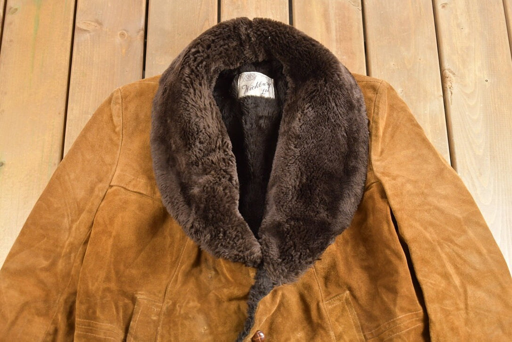 Vintage 1970s Wickbury Fur Lined Suede Coat