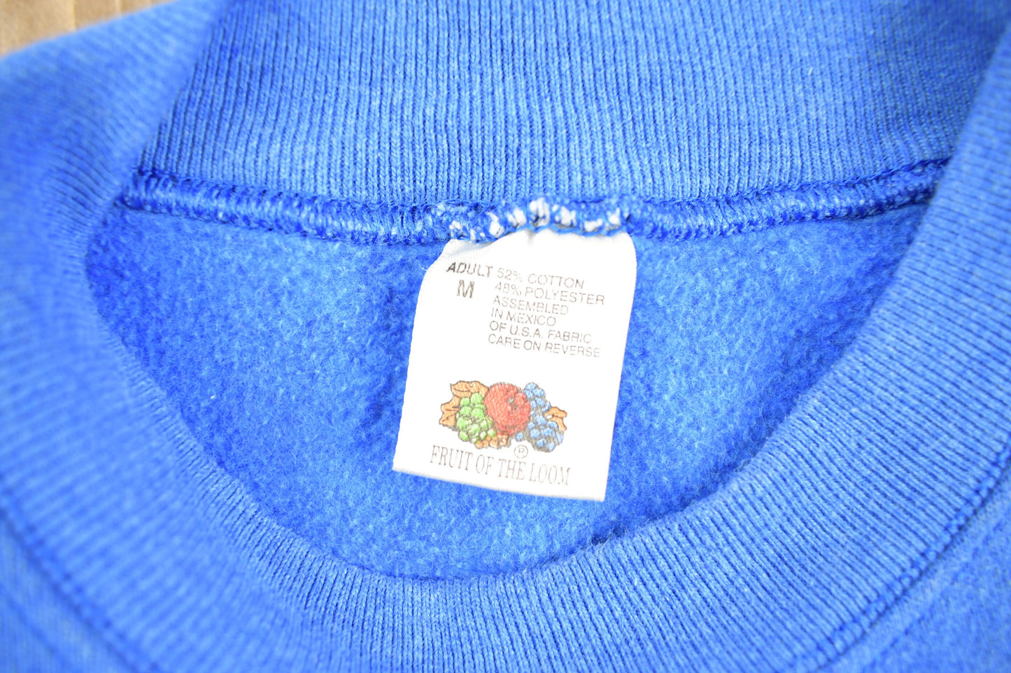 Vintage 1990s Fruit Of The Loom Blue Blank Crewneck Sweatshirt / Size Medium / 90s Crewneck / Athleisure / Streetwear / 90s Blank