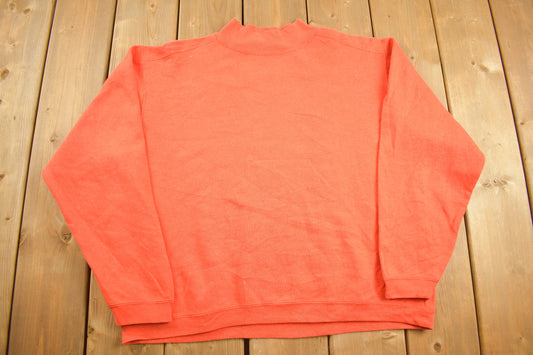 Vintage 1990s Womens Orange Catalina Blank Mockneck Sweatshirt / Size Large / 90s Mockneck / Orange Mockneck / Streetwear / 90s Blank /