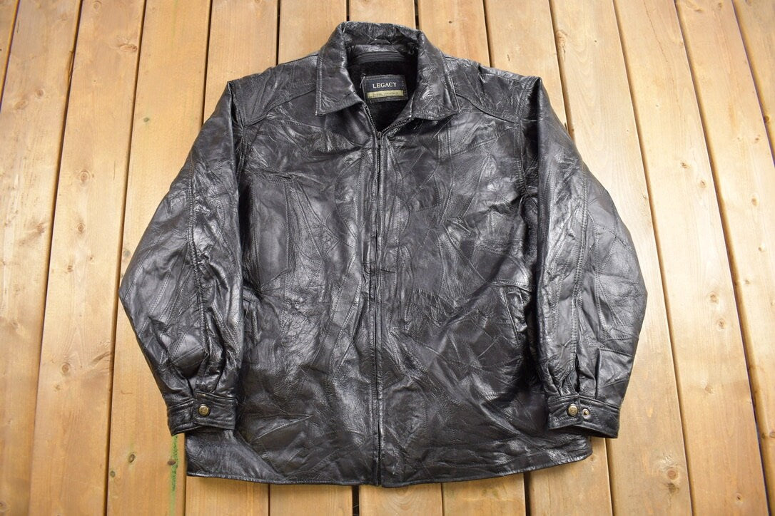 Vintage 1990s Legacy Leather Jacket / Lined Jacket / Fall Outerwear / Leather Coat / Winter Outerwear / Streetwear Fashion / 3XL