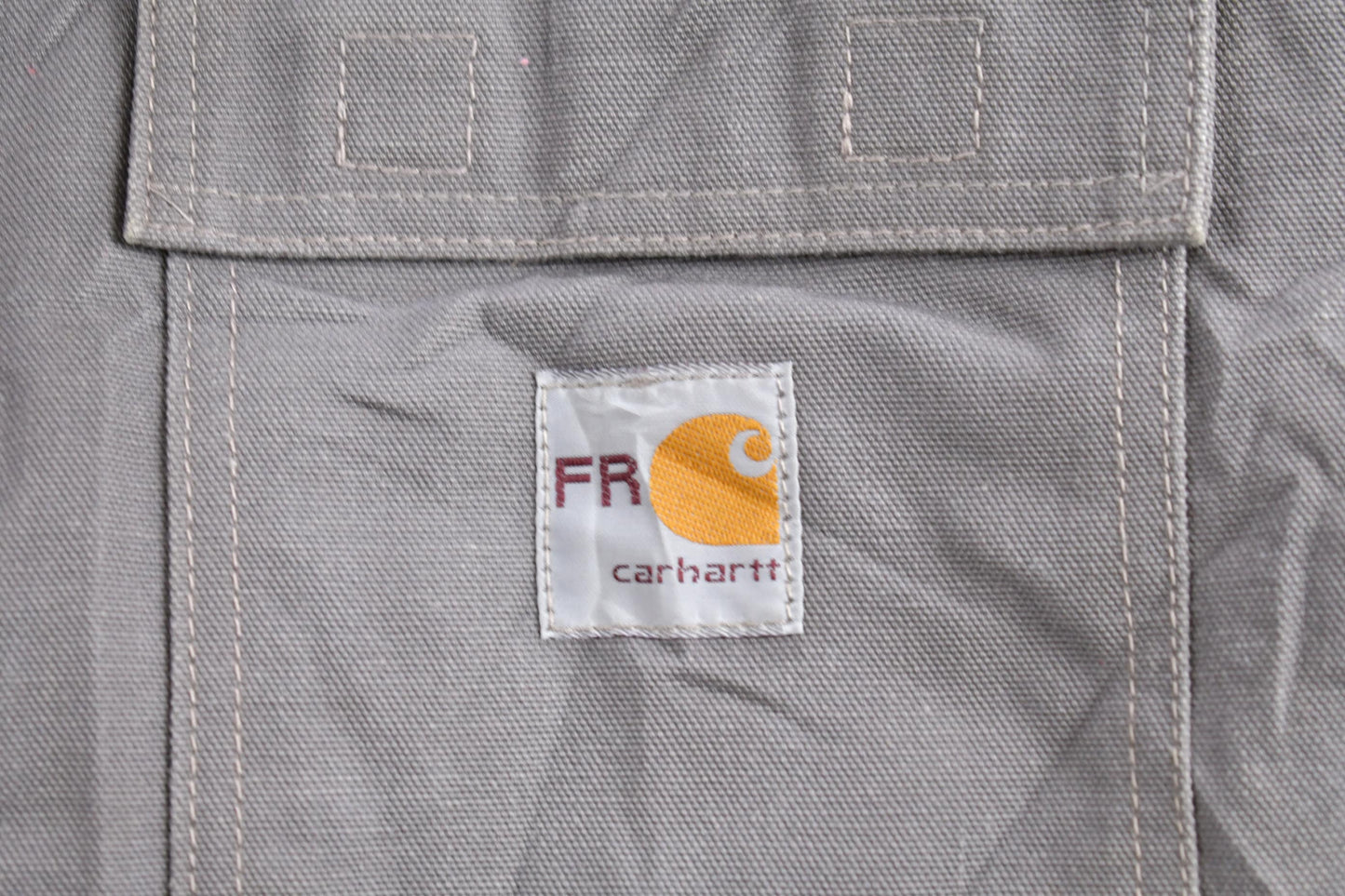 Vintage 1990s Grey Fire Resistant Carhartt Traditional Jacket / 90s Workwear / Mossy Oak / 90s Carhartt / Grey Carhartt / Skull Embroidered