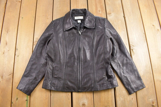 Vintage 1990s Preston & York Black Leather Jacket / Genuine Lamb Skin / Leather Coat / Winter Outerwear / Streetwear Fashion / Size Small