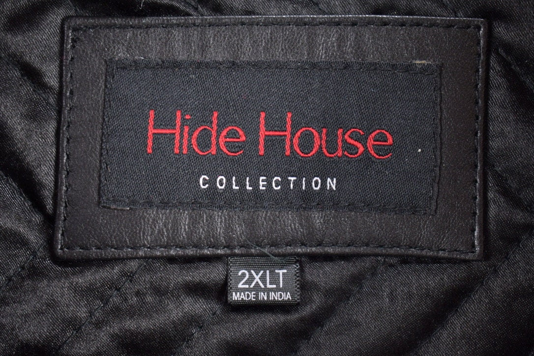 Vintage 1990s Hide House Leather Jacket / Black Leather / Fall Outerwear /  Leather Coat / Winter Outerwear / Streetwear Fashion / 2XL