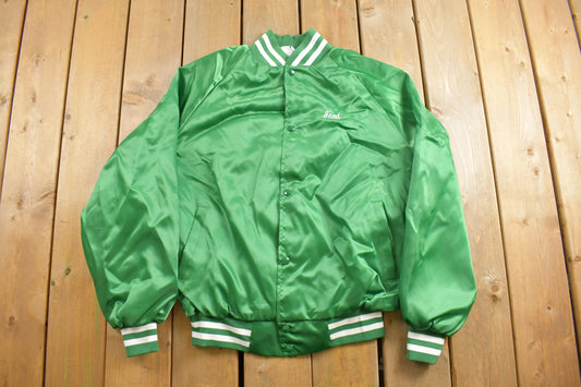 Vintage 1980s West Ark Satin Bomber Jacket / Fred / W&S Logging / Snap Button / Streetwear / Souvenir Jacket / Made In USA