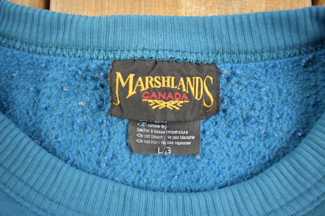 Vintage 1990s Canadian Marshlands Crewneck Sweater / Embroidered / Vintage Sweatshirt / Outdoorsman / Wilderness Sweatshirt / Made In Canada